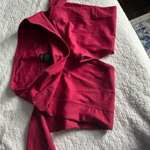 CVG Vibrant Dark Red Athletic Leggings L full length